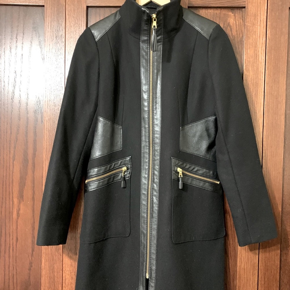 Leather Detail Top Coat